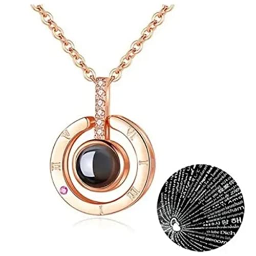 Colar Eu Te Amo Escrito Em 100 Idiomas Com Pingente Rosegold Presente Amor Romance