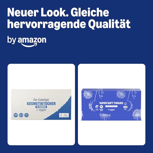 by Amazon Kosmetiktuchbox 3-lagig XL Packung, 160 Stück, 1er-Pack (Zuvor Our Essentials, gleiches Produkt)
