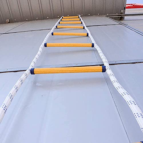 Genérico Escalera de Cuerda ignífuga - Escalera de Rescate de Emergencia de 3M a 50M, Escalera de Seguridad Resistente con mosquetones, Ideal para Uso doméstico y en Exteriores, Herramienta de Escape