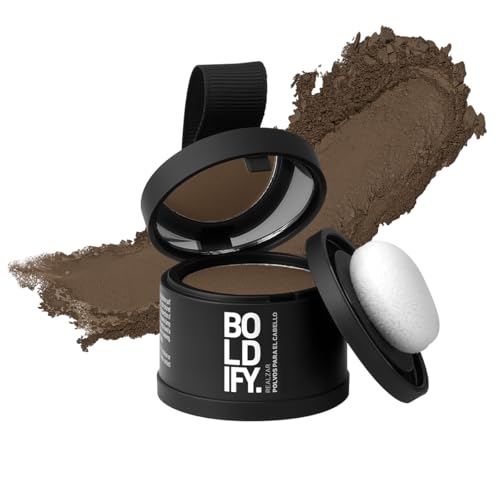 BOLDIFY Retocador de raíces en polvo – Cubre Canas Mujer y Hombre 48 Horas – Maquillaje Capilar Resistente al agua, No Mancha 4g (Castaño claro)