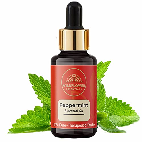 Image of Wildflower Essentials Peppermint Essential Oil 100% Pure & Natural for Face | Skin| Hair | Body Undiluted with Glass Dropper 15ml Bottle
