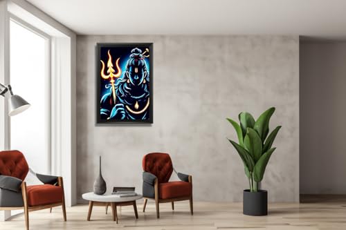 Frame Cart Lord Shiva Digital Art Photo Frame for Home and Office Decor | Divine Hindu Deity Wall Art for Living Room, Bedroom, or Office Wall Decorations (Multicolor 24, 10x15 Inches)