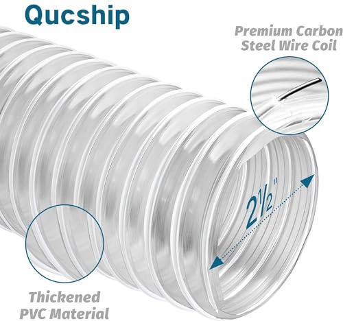 PVC Dust Collection Hose 3" x 10', Flexible Dust Collector Hose, Puncture Res...