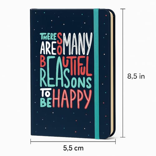 Image of COI Blue A5 Diary: 5.5x8.5 in Blank Inspirational Notebook with Elastic Closure & Dual Ribbons for Daily Gratitude