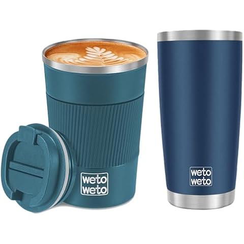 WETOWETO 20oz+12oz Tumbler, Stainless Steel Vacuum Insulated Coffee Travel Mug, Double Wall Powder Coated Insulated Coffee Mug Travel Mug with Lid Thermal Cup for Outdoor Cover