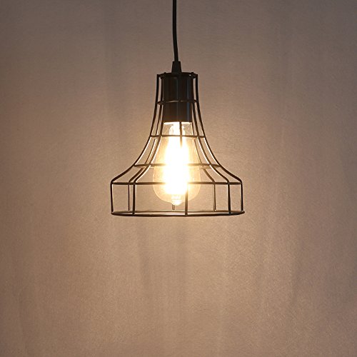Vintage Metal Pendant Lamps Lighting Chandelier Light Industrial Loft Retro Metal Wire Cage Black Chandelier Hanging E27 Pendant Light Fixture #TOP14