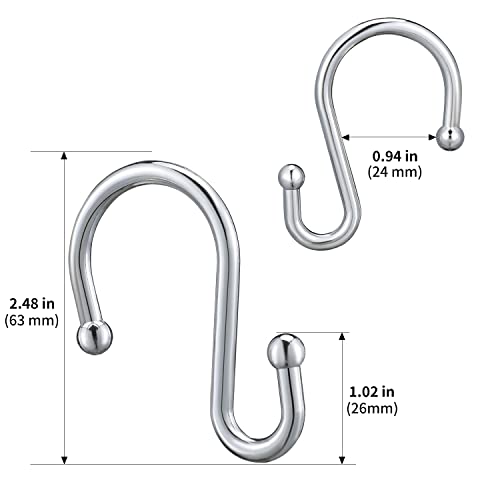 Silver Shower Curtain Hooks,Rust Proof Shower Curtain Rings For Bathroom,Set Of 12 Chictie Chrome S Shaped Decorative Shower Curtain Hooks Hangers For Bathroom Curtains,Clothing, Towels, Etc #TOP6