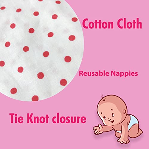 Image of Nappy for New Born Baby - Set of 12 Pcs /Cotton Cloth Langot for Babies, 0-6 Months, Double Layer Nappies, V Shaped, Washable and Reusable, Pack of 12