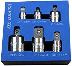Bergen 6pc Socket Adaptor Set, 1/4", 3/8", 1/2" & 3/4" Reducer, Ratchet Drive B1160, Variety Pack