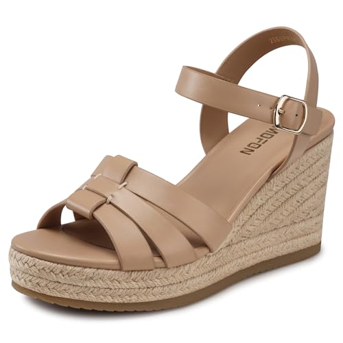 TEMOFON Wedge Sandals for Women Dressy: Comfortable Espadrilles Wedges - Summer Walking Open Toe Strappy Platform Sandals