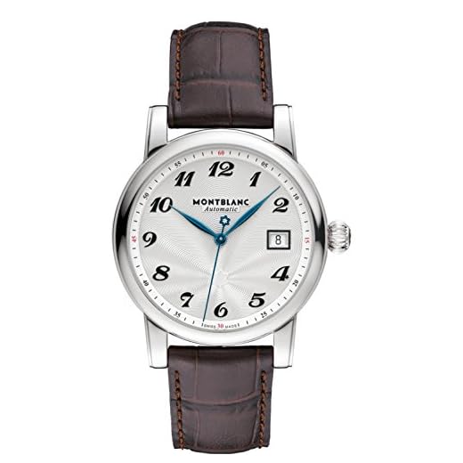 Montblanc Herr stjärna 39 mm brun alligator läderarmband automatisk klocka 107315