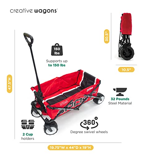 Creative Outdoor Collapsible Folding Wagon Cart | Sport Series | Beach Park Garden Sports & Tailgate | Red #TOP2
