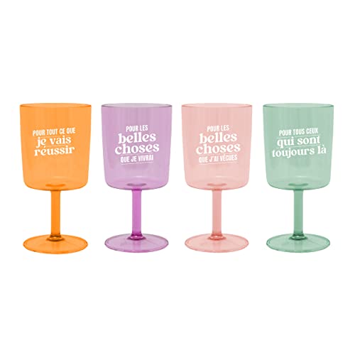 Mr. Wonderful Set de 4 verres à vin pour trinquer à mille raisons