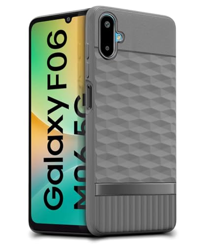 Image of WOW IMAGINE Back Cover for Samsung Galaxy M06 5G | Galaxy F06 5G with Hexa Cube Design | Ultra Slim Soft Rubberised Case | Inner Velvet Fabric | Matte Silicone Mobile Case | Camera Protection - Grey