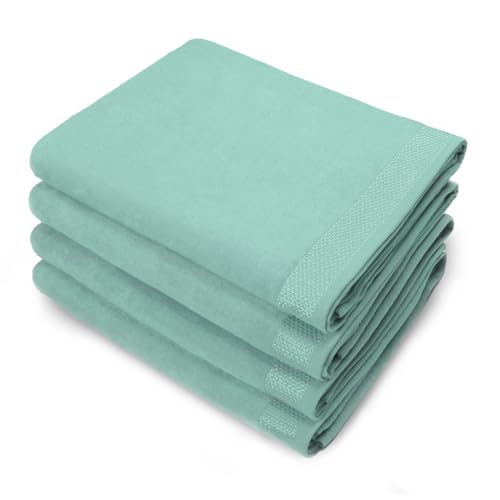 Kaufman – Velour Solid Color Bath Sheets, Beach Towel, Pool Towel, 100% Cotton, 30''x60'', Absorbent Towel (4, Seafoam)