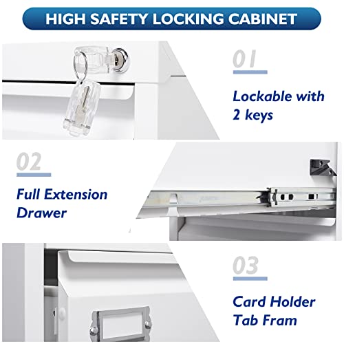 Afaif 4 Drawer File Cabinet With Lock, File Cabinets For Home Office,18" Deep Vertical Metal White File Cabinet Office Storage Cabinet Organizer For Letter/Legal / A4 / F4 Size, And File Folders #TOP3