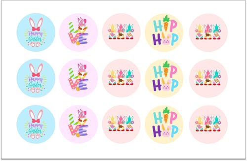 Edible Easter Oreo Pastel cookies covered images, cupcake topper printed on edible paper sugar icing sheet, for Ear Bunny cookie decorating, 15 circles 2