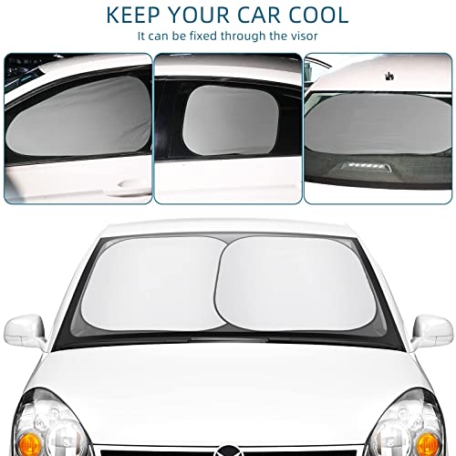 7 Pieces Car Sun Shade Medium Car Windshield Sunshade Set Includes 3 Front Rear Sun Visor For Car Windshield, 4 Side Window Sun Shade Uv Rays Sun Visor Protector With 12 Suckers For Automotive Vehicle #TOP6