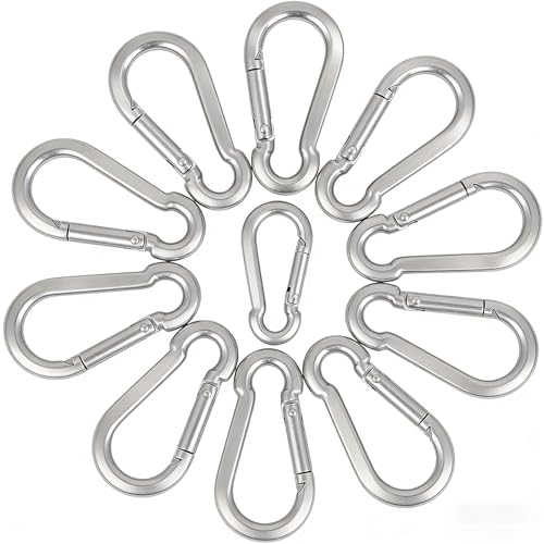 16Pcs Stainless Steel Carabiner Clips, 304 Grade Heavy Duty Metal Clips, 1.97 Inch Spring Snap Hooks, 220 LBS Capacity for Camping, Hiking, Keys, Ropes