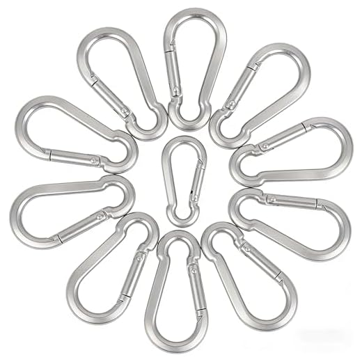 16Pcs Stainless Steel Carabiner Clips, 304 Grade Heavy Duty Metal Clips, 1.97 Inch Spring Snap Hooks, 220 LBS Capacity for Camping, Hiking, Keys, Ropes