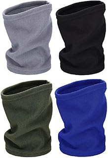 Blulu 4 Pieces Neck Warmer Ear Warmer Fleece Neck Gaiter Windproof Skiing Hiking