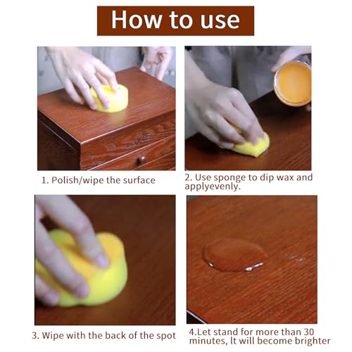 Cera para madera 9 piezas con esponja y pulidor natural miniatura 7