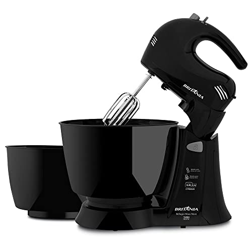 Batedeira, Bellagio Maxx Neve, 2 Tigelas 3,1 e 4,3L, Preto, 110v, Britânia