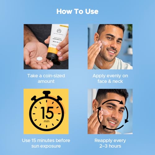 Image of The Man Company Moisturising Sunscreen Gel for Men | SPF50 PA++++ | Broad Spectrum UVA UVB Protection | For Oily, Dry & Normal Skin| Bluelight Protection | New Gen UV Filters | No White Cast | Non-Greasy and Lightweight | Hydrating| 50g