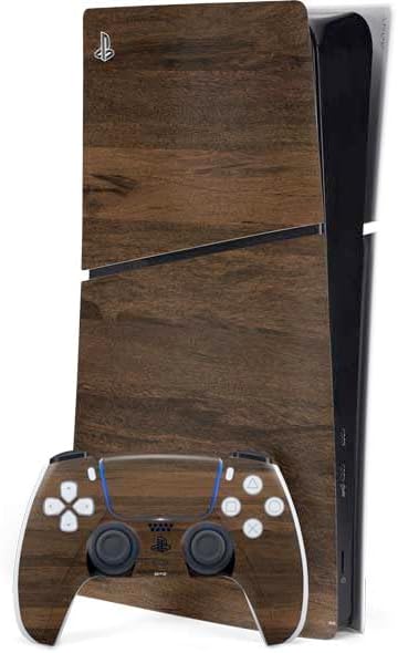 Skinit Decal Gaming Skin Compatible with PS5 Slim Digital Edition Bundle - Charcoal Wood Design