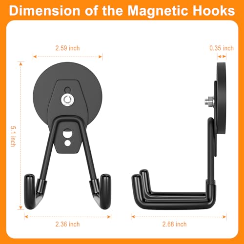ENUODA Strong Magnetic Hooks Large Rare Earth Magnet Hooks Heavy Duty Utility Magnetic Tool Holder for Garage Organization, Van, Barn, to Hang Bag, Coat, Power Tool, Toolbox, Shovel, Broom,6 Pack by ENUODA - Image 2
