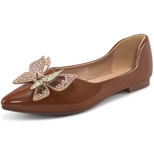 Fashion Dressy Flats for Women: Pointed Toe Bowknot Womens Flats Comfortable - Slip On Ladies Casual Shoes