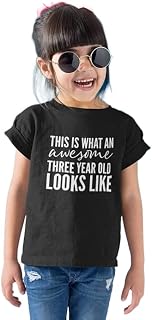 This Is What An Awesome Three Year Old Looks Like Kids Tshirt Birthday Gift Party Child Sibling Celebration Present T Shirt 3 Year Old Third Birthday