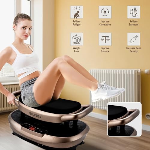 Image of EILISON FITABS 3D Vibration Plate Exercise Machine with Seat - Ocsillation, Pulsation + Vibration Platform, Push Up | Vibration Machine for Lymphatic Drainage, Recovery (Fitabs Brown)