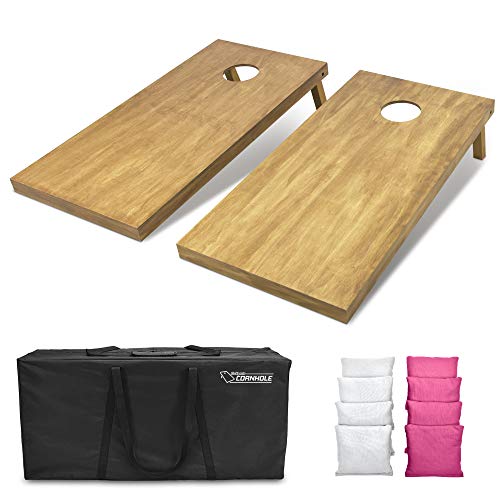 GoSports 4 ft x 2 ft Regulation Size Wooden Cornhole Boards Set - Includes Carrying Case - Full Regulation Size Bean Bag Toss Boards