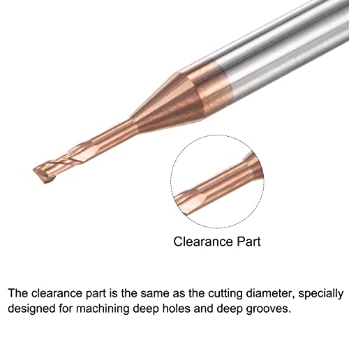 Image of uxcell Square Nose End Mill, 1.5mm Solid Carbide AlTiSin Coated Long Reach CNC Router Bits 2 Flutes Milling Cutter with Extended Neck, 8mm Cutting Length 4mm Shank