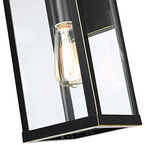 Lalampression 1-Light 19" Outdoor Wall Light, Black Exterior Wall Sconce Lantern With Bronze Highlights, Traditional Outdoor Porch Lights Wall Mount #TOP7