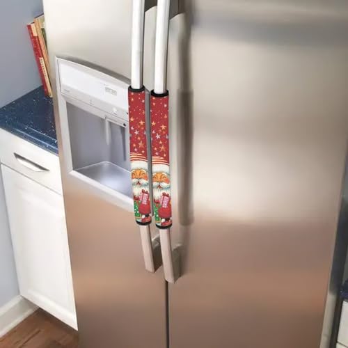 Image of Christmas Refrigerator Handle Covers Set of 6 Santa Claus Adjustable Appliance Handle Covers Washable Anti-Slip Homemade Decor Door Handle Gloves Xmas Countertop Decorations