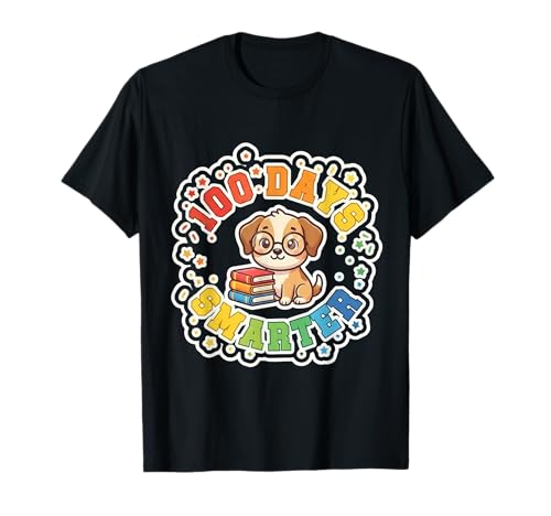 Dog 100 Days Smarter Cute Puppy Boys 100th Day of School T-Shirt