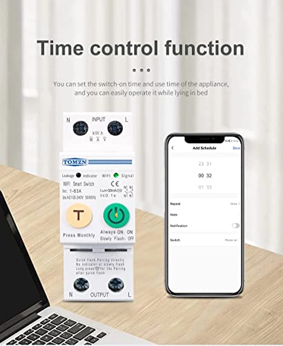 Image of amiciSmart WiFi MCB, Circuit Breaker & Energy Meter with Over Voltage /Load Protection, with Weather-Proof Mount and SmartLife App Compatible (63A)