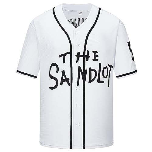 Aolapo 90s Outfit for Men,Sandlot 30 Jersey Rodriguez 30 Squints 5 Yeah-Yeah 11 Short Sleeve Baseball Jerseys for Men Women (L, 5 White)