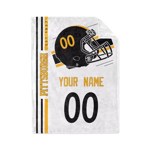 Image of Pittsburgh Throw Blanket Custom Name and Number Personalized Gifts for Men and Women