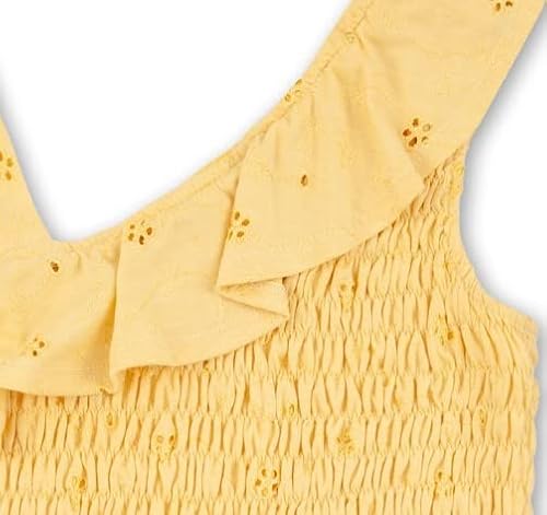 Speechless Girls' Eyelet One Shoulder Smocked Top, Yellow, Large #TOP2