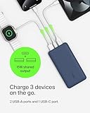 Belkin 10000mAh portable power bank, 10K USB-C portable charger with 1 USB-C port and 2 USB-A ports, battery pack for up to 15W charging for iPhone, Samsung Galaxy, AirPods, iPad, and more - Blue - Image 2