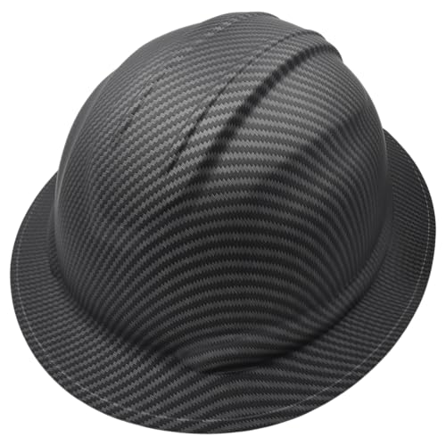 Bullhead Safety Eyewear HH-F1-C - - Matte Black Graphite Unvented Full Brim Style Hard Hat With Six-Point Ratchet Suspension