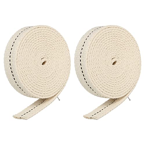Tool parts Cotton Oil Lamp Wick 3/4 Inch Flat Wide 2 Meter/6.5Ft Long Black Stitch - 2 Roll