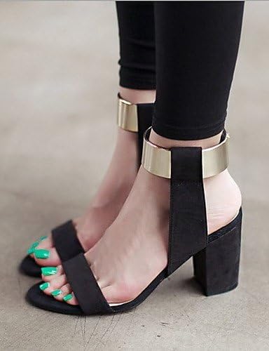 Ch \u0026 Ch-Zapatos mujer zapato de tacón y sandalias col-formal e informal,  tarde y tacones cuadrado Fiesta-- -/-Felpato sintético negro negro negro  Talla:us7.5 / eu38 / uk5.5 / cn38 : Amazon.es: Zapatos