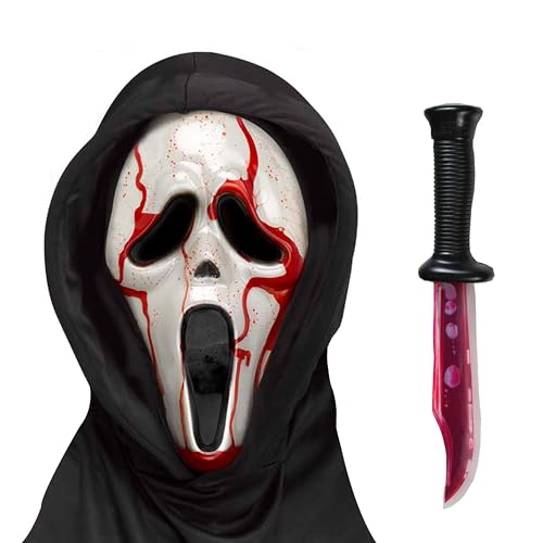 Fun World Ghost Face Bleeding Mask and Knife Set, One Size Multi