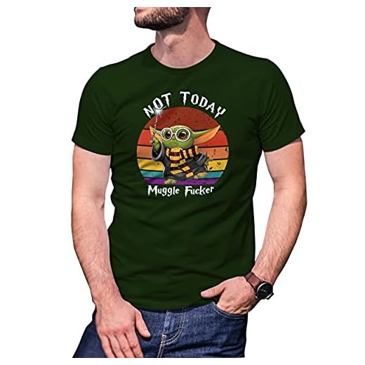Retro Not Today Muggle Fucker Baby Yoda Mäns Militär Grön T-Shirt Size 3XL