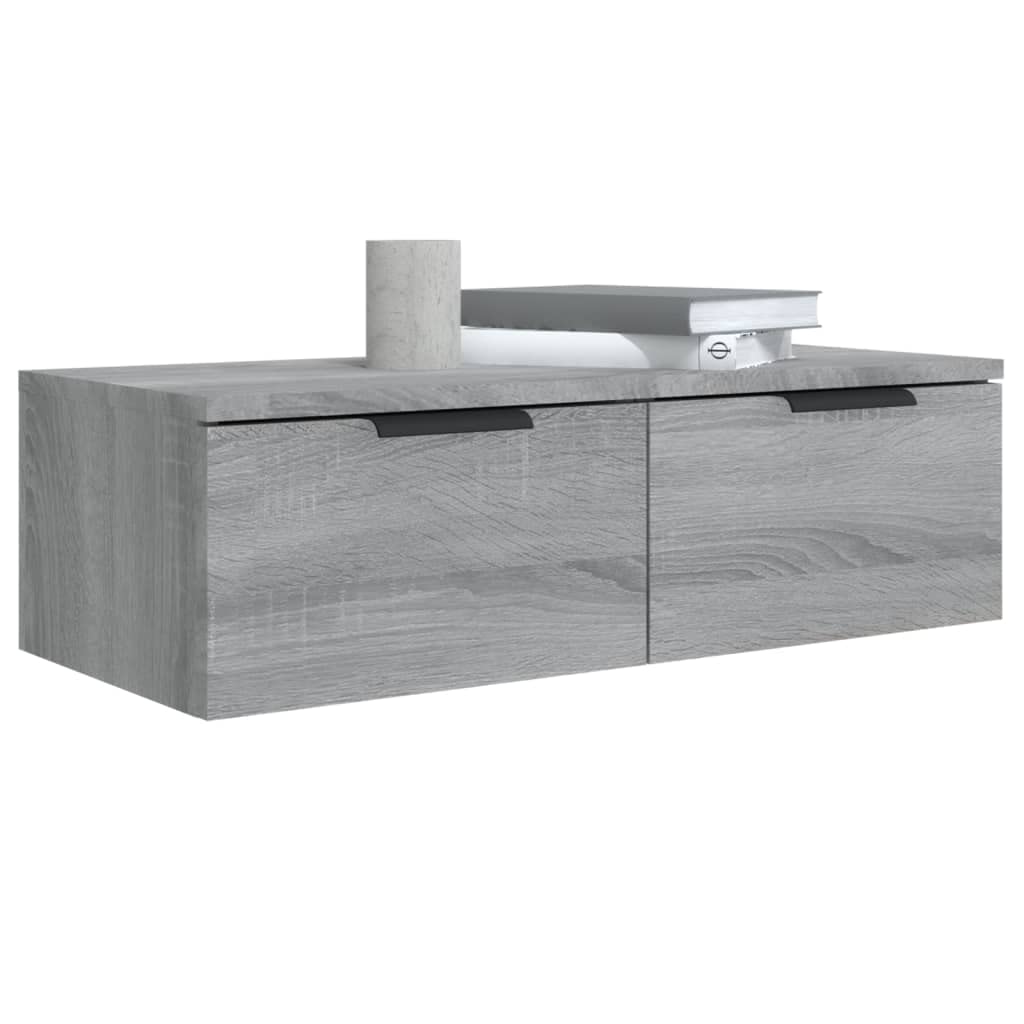 Szafki ścienne Sonoma 2 szt. szary materiał drewnopochodny 68 x 30 x 20 cm, szafka wisząca z szufladami, nie zajmuje dużo miejsca, do salonu, sypialni, kuchni, łazienki, biura, design