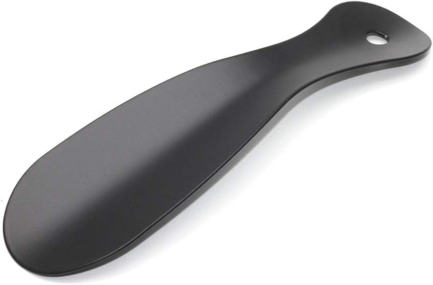 Yoohey Stainless Steel Shoe Horn Small Handled Pocket Metal Shoehorn for Kids Men Women Daily Travel Use (7.5 inch, Black)